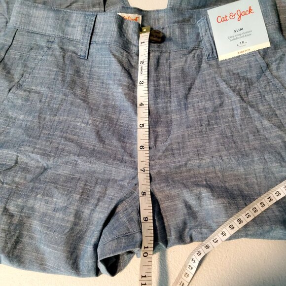 Cat & Jack Boys Slim Fit Adjustable Waist Pants L Blue Cotton Blend Front pocket - Picture 2 of 9